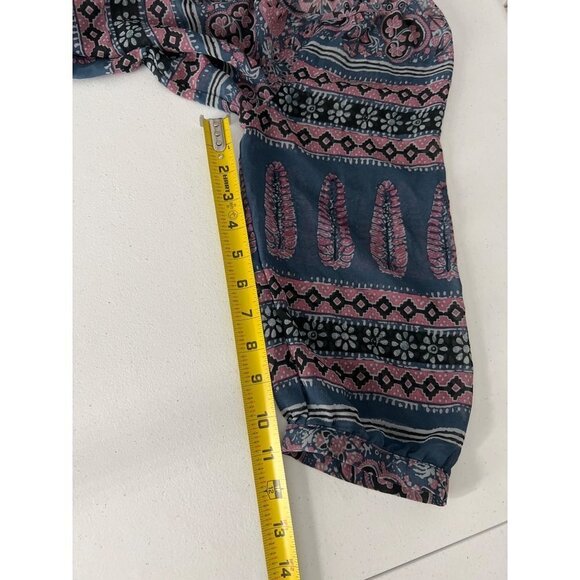 American Eagle Boho Peasant Top Size Small Sheer Tie Front 3/4 Sleeve - Picture 8 of 9
